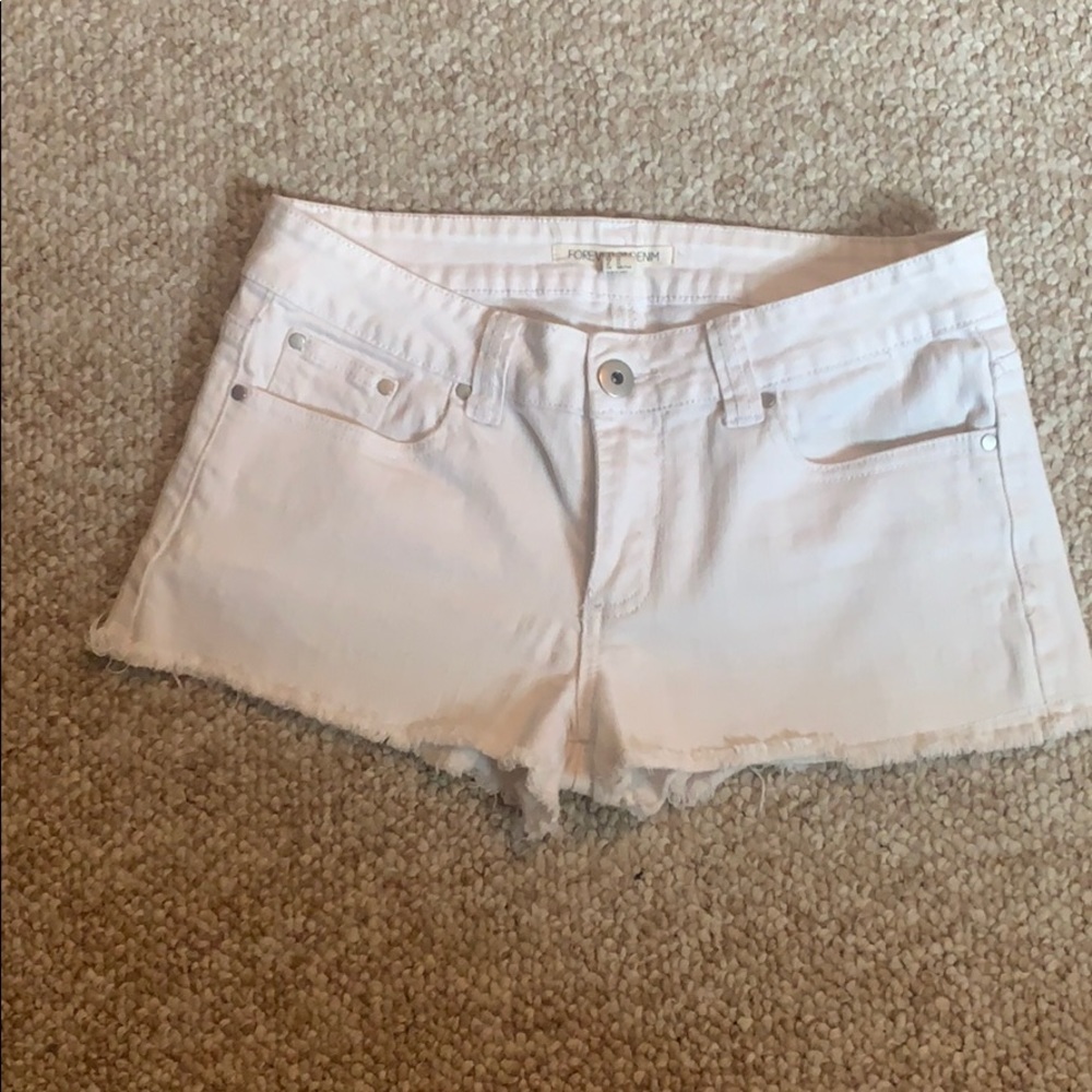 White Denim Cut Off Shorts